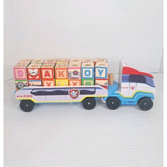 Melissa & Doug PAW Patrol Wooden ABC Block Truck w/ Blocks Toddler Learning Toy - Picture 3 of 4